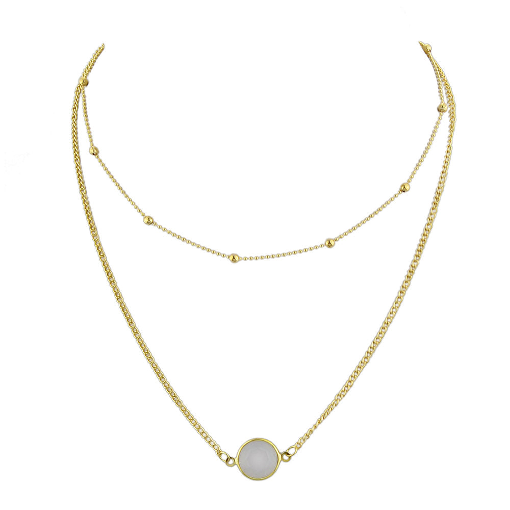 Boho Chic Double layer Gold Chain Round Charm Necklace Fashion Women Accessories-4