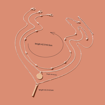 Triple-Layer Necklace with Round Pendant Charms Versatile and Stylish Jewellery-4