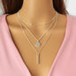 Triple-Layer Necklace with Round Pendant Charms Versatile and Stylish Jewellery-0