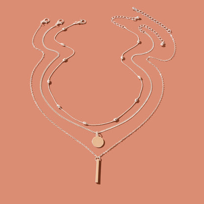 Triple-Layer Necklace with Round Pendant Charms Versatile and Stylish Jewellery-2