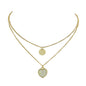 2 pcs Multiple Gold Silver Chain Round Heart Charm Women Necklace Female Jewelry-5
