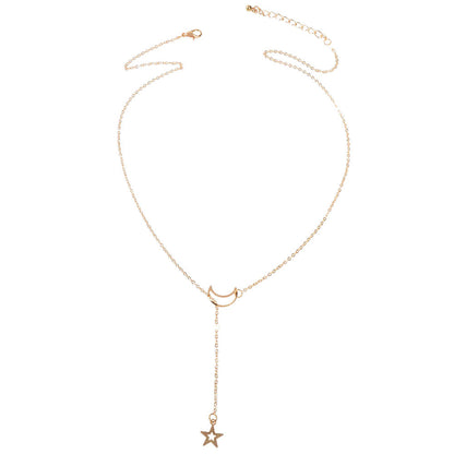 Dangle Y Lariat Crescent Moon Star Drop Charm Necklace Women's Choker Party Gift-3