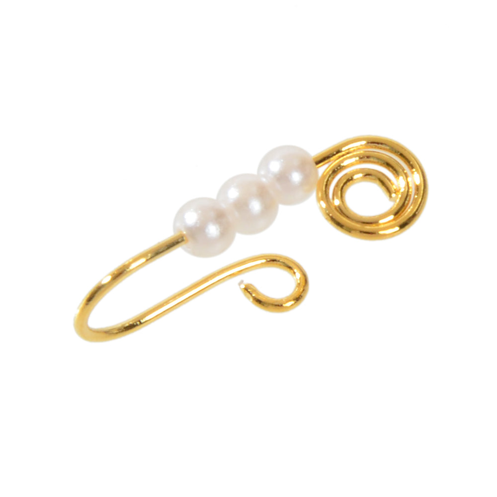 1pc Geometric Circle Pearl Fake Nose Ring Lip Nose Body Piercing Stud Jewellery-3