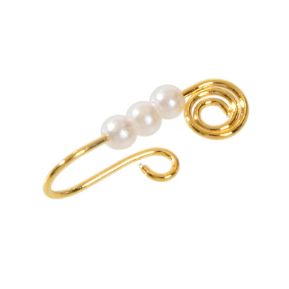 1pc Geometric Circle Pearl Fake Nose Ring Lip Nose Body Piercing Stud Jewellery-3