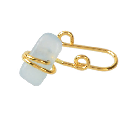 1pc Colourful Stone Clip on Faux Lip Ear Nose Rings Hoop Non Piercing Jewellery-5