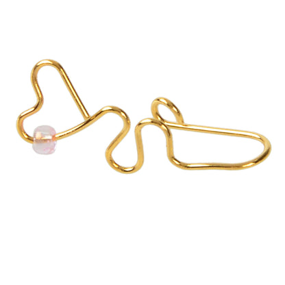 Lip Ear Fake Gold Heart Nose Rings Studs Bead Clip On Nose Hoop Piercing Jewelry-3