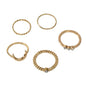5pcs Fashion Rhinestone Decor Gold Metal Moon Midi Finger Knuckle Rings Set Band-0