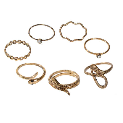 Multiple 7pcs Vintage Boho Chic Antique Gold Snake Midi Finger Knuckle Rings set-4