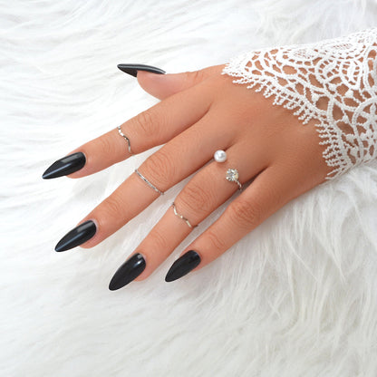 4 pcs Trendy Minimalist Silver Geometric Stackable Multiple Midi Finger Ring Set-4