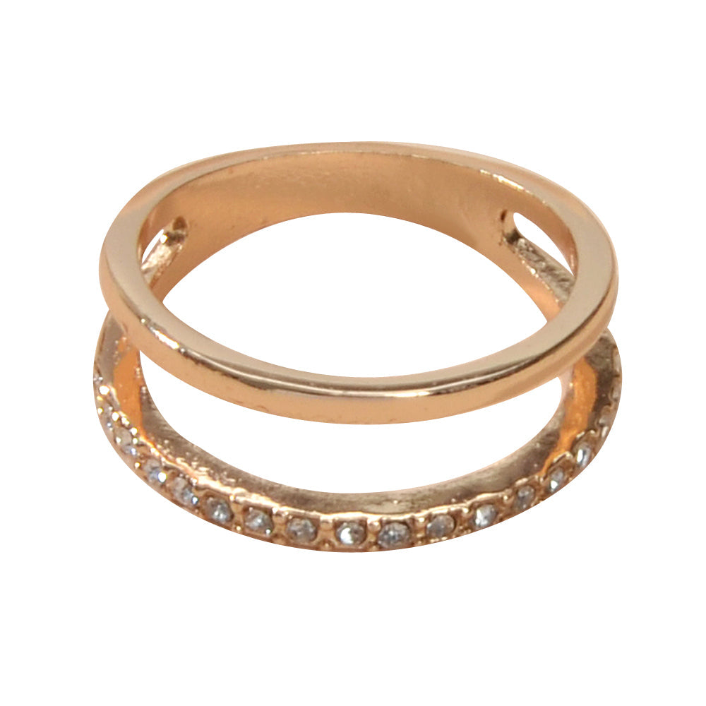 Fashion Jewelry Rhinestone Gold Eternity Ring Women Wedding Party Accessories-4