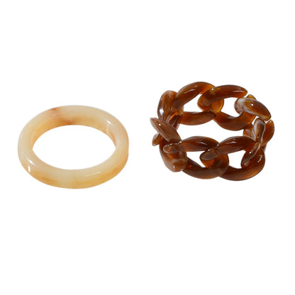 2pcs Trendy Jewelry Blue Brown Geometric Stackable Multiple Midi Finger Ring Set-4
