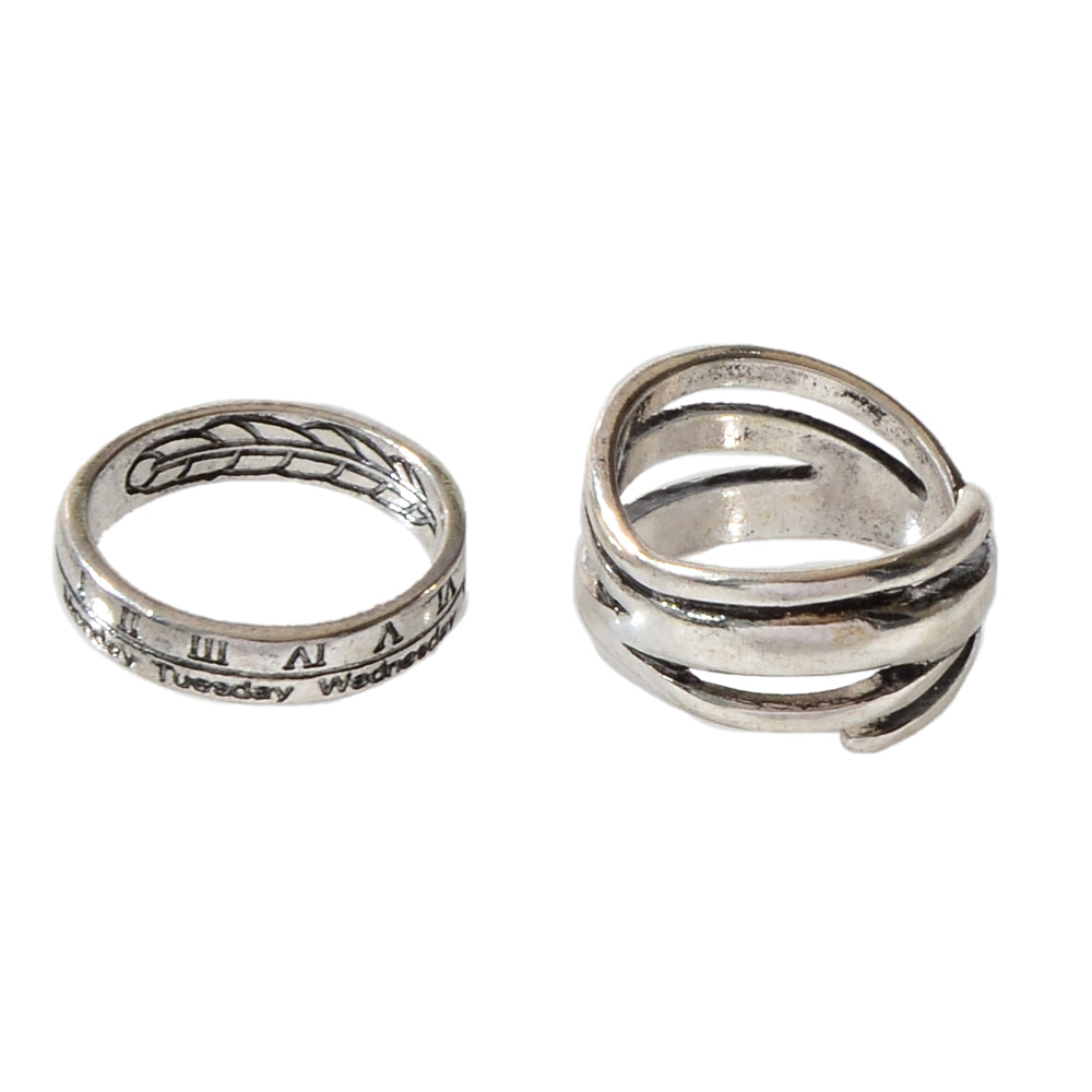 Oxidized Intricate 2 pcs Tribal Ethnic Antique StackableFinger Knuckle Rings set-4