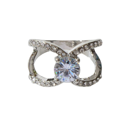 Perfect Engagement Wedding Jewellery Luxurious Faux Cubic Zirconia Cross Ring-4