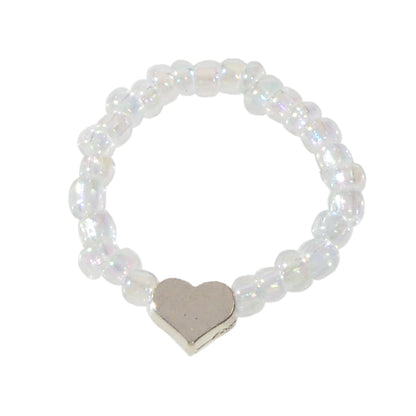 Wedding Band Comfort Heart White Purple Elastic Beads Engagement Finger Ring-5