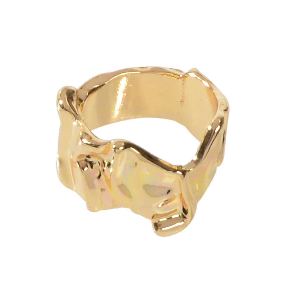 Designer Gold Silver Metal Irregular Geometric Chunky Open Cuff Finger Ring Gift-3