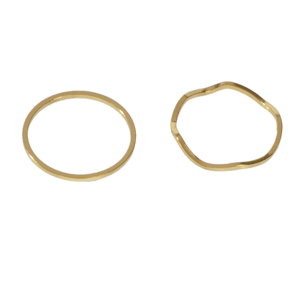 2 pcs Gold Silver Metal Multiple Minimalist Stackable Knuckle Midi Rings Set-3