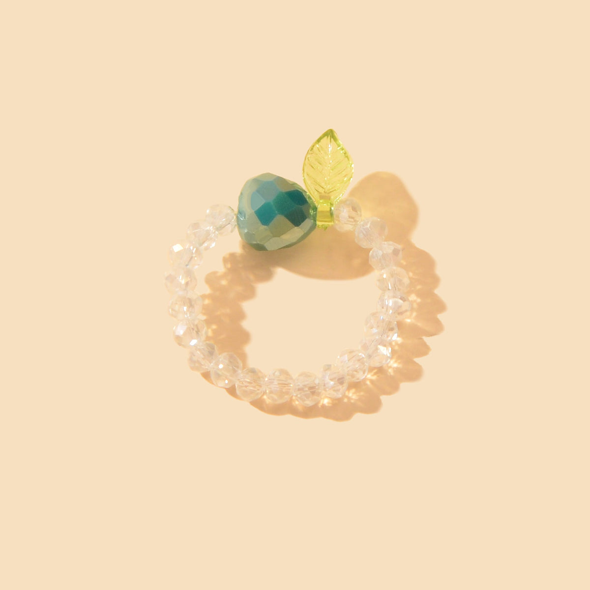 Dainty Gifts for Women Girls Handmade Transparent Resin Beads Elastic Fruit Ring-2