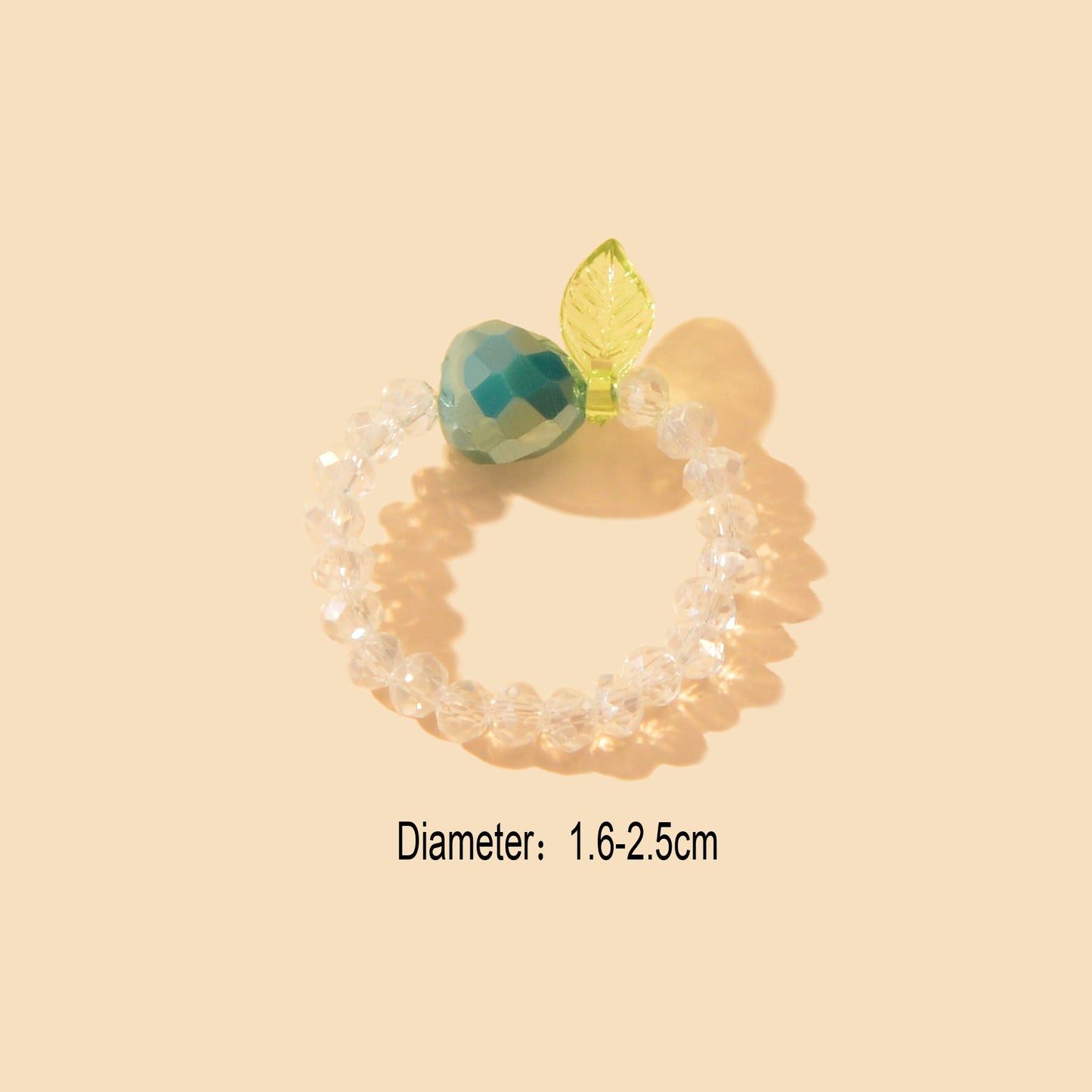 Dainty Gifts for Women Girls Handmade Transparent Resin Beads Elastic Fruit Ring-3