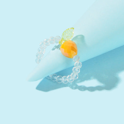 Dainty Gifts for Women Girls Handmade Transparent Resin Beads Elastic Fruit Ring-1