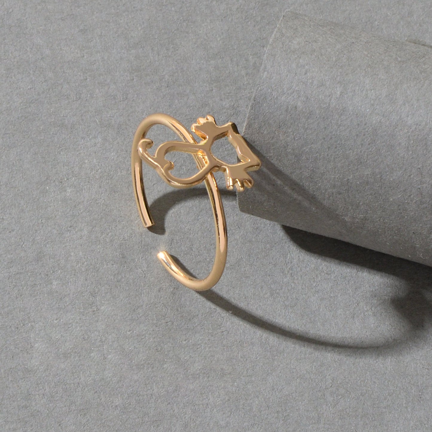 Cute Gold Plated Cat Finger Open Ring Minimalist Jewellery Dainty Gift for Women-3