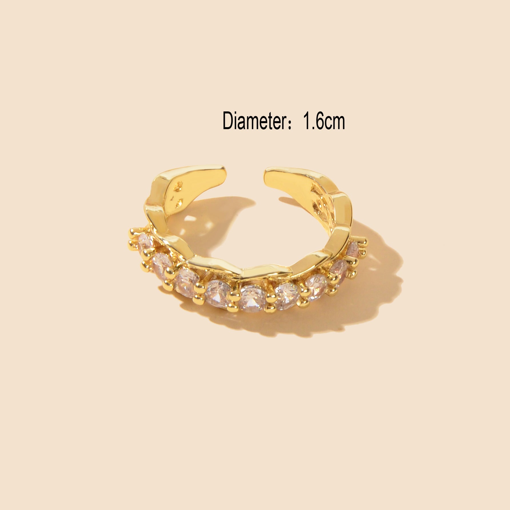 Anniversary Wedding Jewellery Gold Band Cubic Zirconia Open Cuff Finger Ring-1