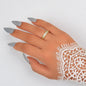 Anniversary Wedding Jewellery Gold Band Cubic Zirconia Open Cuff Finger Ring-0