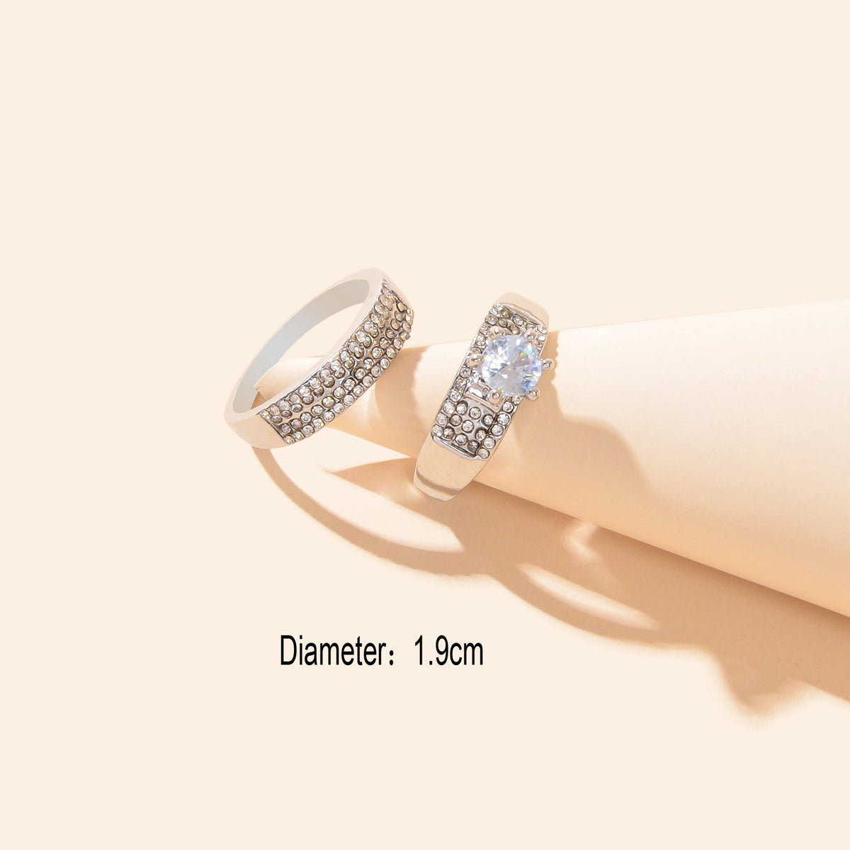 Luxurious Shiny Rhinestone Decor Silvery Stackable Finger Rings Wedding Anniversary Engagement Gift Jewelry-3