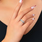 Luxurious Wedding Engagement Jewelry Imitation Pearl Rhinestone Decor Silvery Finger Ring-0