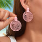 Pink Hollow Metal Round Geometric Dangle Earrings Holiday Party Social gatherings Jewelry-0
