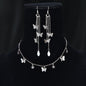 Silvery Chain Star Butterfly Charm Necklace Long Chain Tassel Butterfly Earrings Party Jewelry set-0