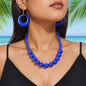 Bohemian Vacation Eye-catching Jewelry set Beads Collar Chunky Necklace and Circle Dangle Earrings Exaggerated Jewelry Set-3