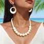 Bohemian Vacation Eye-catching Jewelry set Beads Collar Chunky Necklace and Circle Dangle Earrings Exaggerated Jewelry Set-5