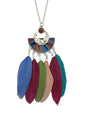 Ethnic Bohemian Traditional Jewellery Silver Long Chain Feather Shape Necklace-0
