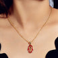 Gold Chain Red Beads Hamsa Hand Charm Necklace Good Luck Success Amulet Jewelry-0