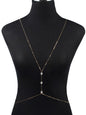 Feelontop Glamorous Pearl Bikini Body Chain Chest Harness Belly Waist Jewellery-0