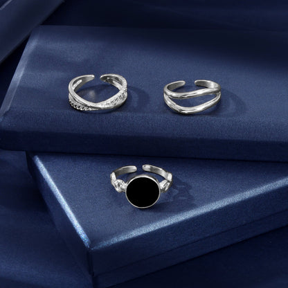 3 pcs Minimalist Round Eanmel Stackable Multiple Knuckle Midi Finger Ring Set-2