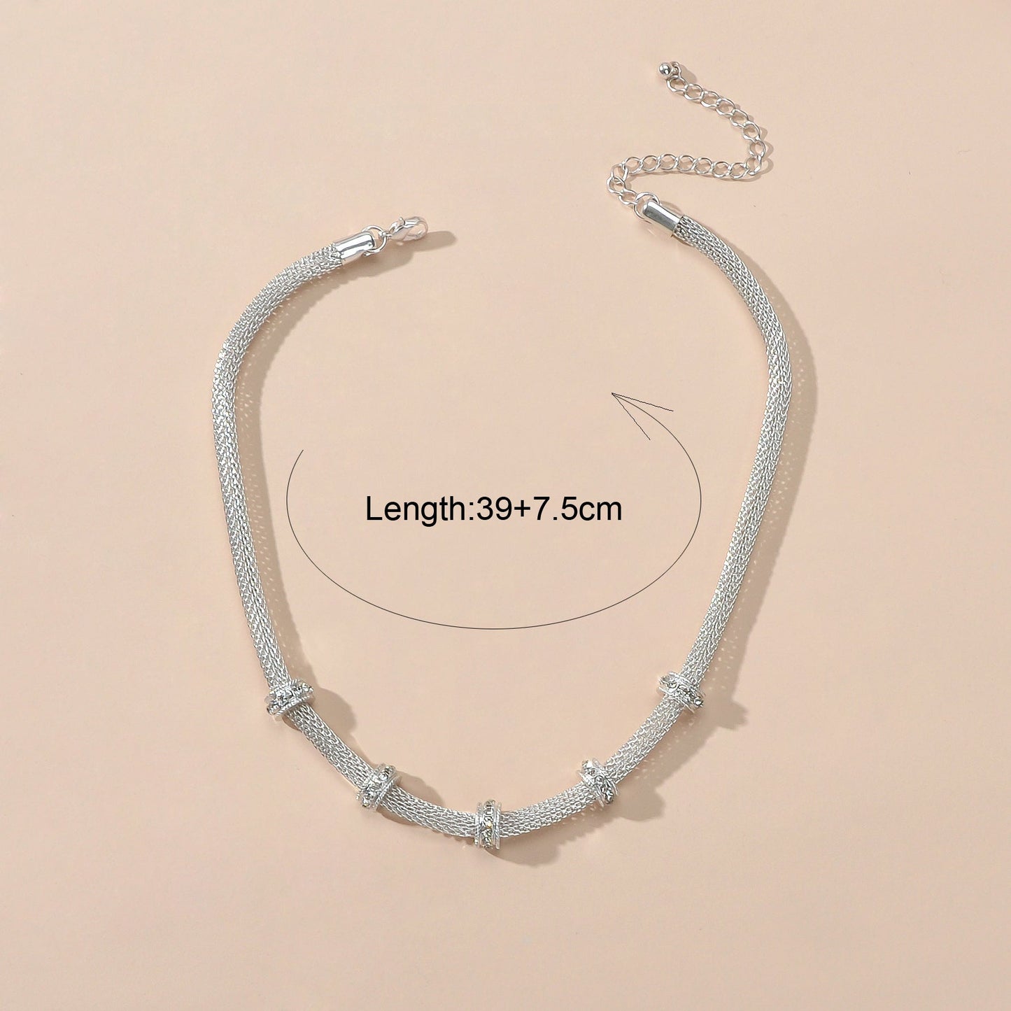 Rhinestone Silver Chain Short Clavicle Necklace Wedding Party Textured Jewellery-4