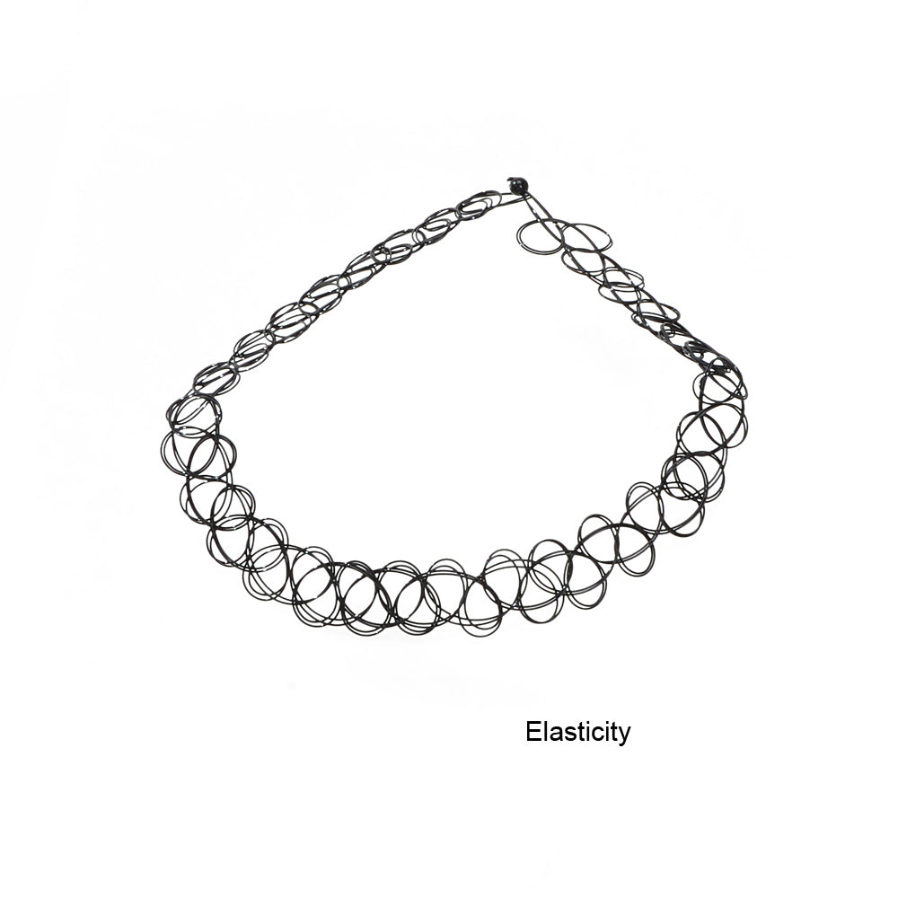 Multicolor 12pcs Set Elastic Boho 90s Tattoo Choker Retro Hippy Stretch Necklace-2