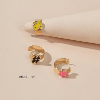 Cartilage Jewellery 3 pcs Candy Color Enamel Symbol Gold Ear Cuff Earrings set-4