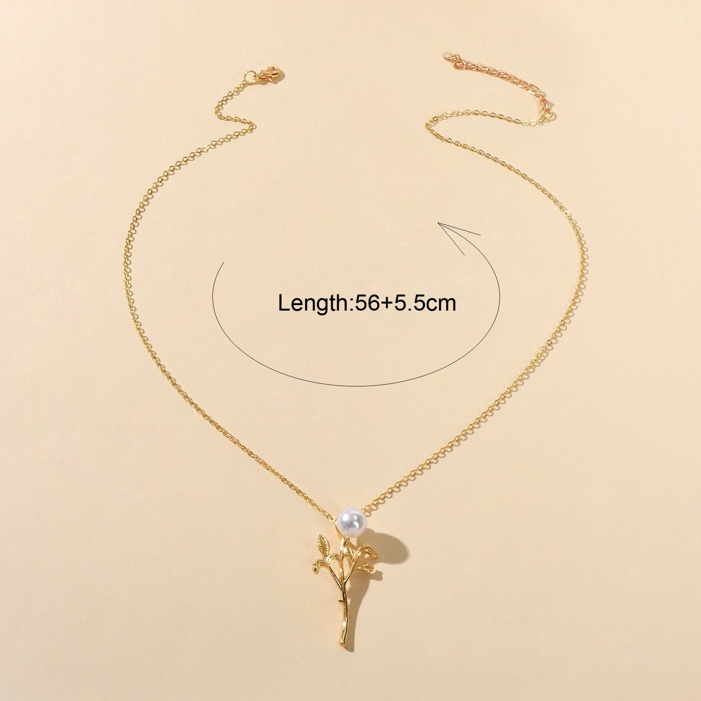 Party Prom Jewelry Golden Chain Imitation Pearl Decor Leaf Branch Pendant Necklace-4