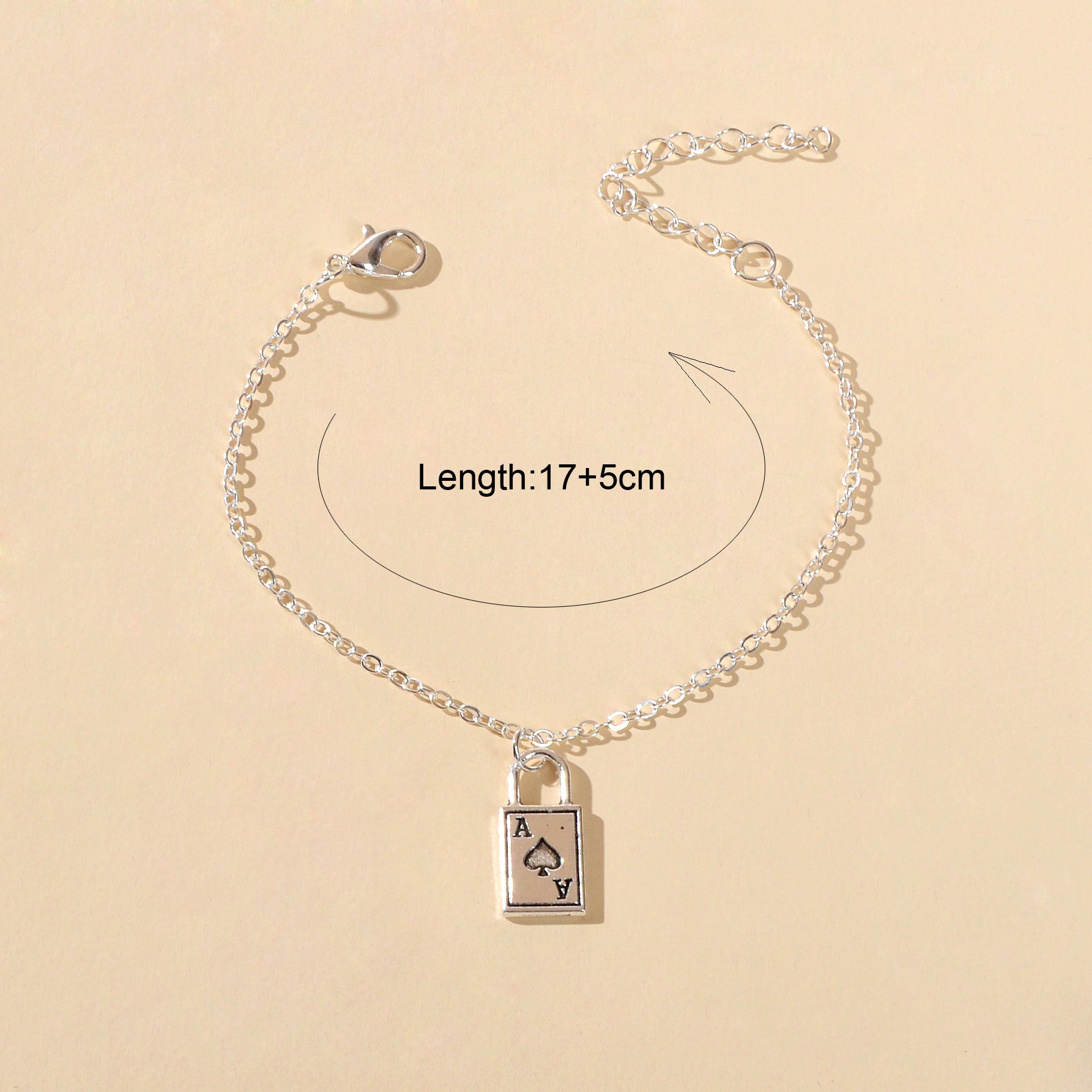 Punk Hip Hop Style Jewellery Silver Chain Playing Cards Charm Women Bracelets-4