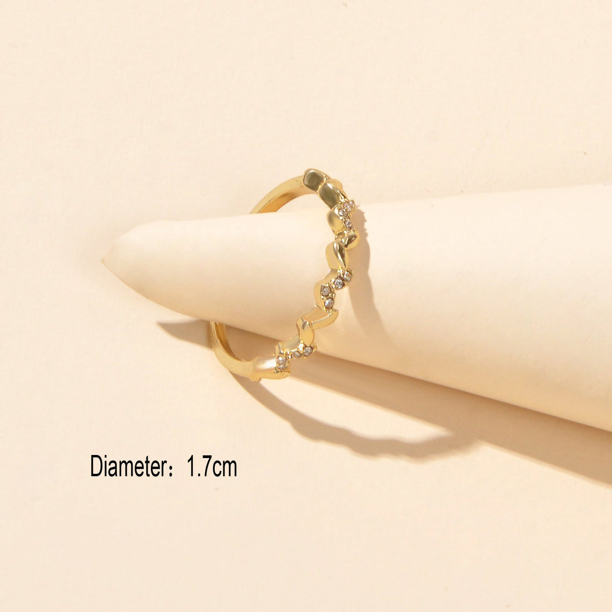 Bridal Jewellery Designer Stylish Rhinestone Wave Shape Gold Band Finger Ring-3