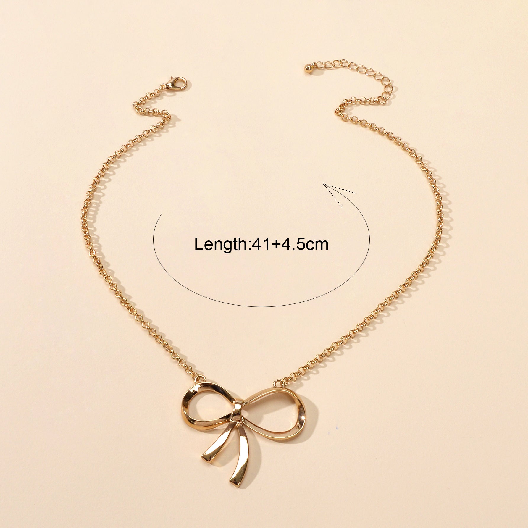 Women Party Decoration Gold Chain Bowknot Charm Popular Clavicle Necklace Gift-4