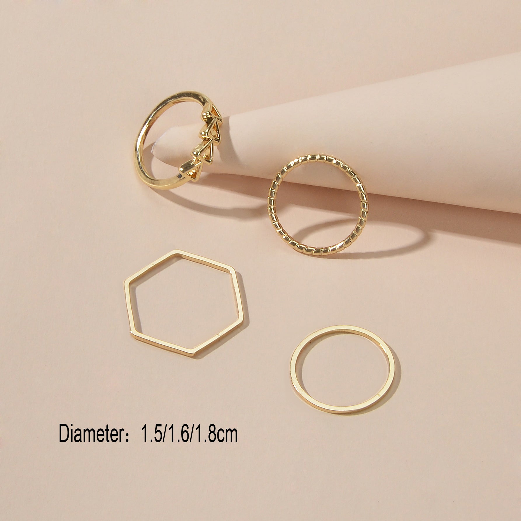 Multiple 4 pcs Metal Triangle Minimalist Knuckle Letter Midi Finger Rings Set-4