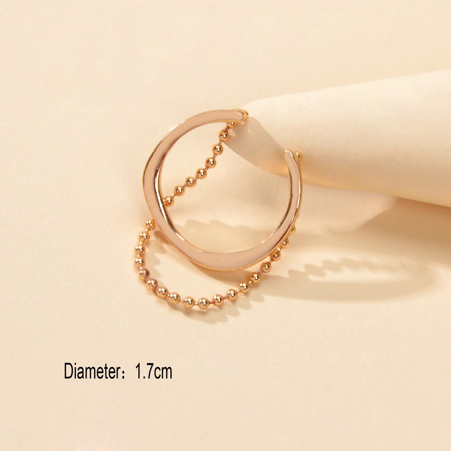 Designer Stylish Hippie Gold Popcorn Bead Chain Open Cuff Knuckle Cool Punk Ring-3