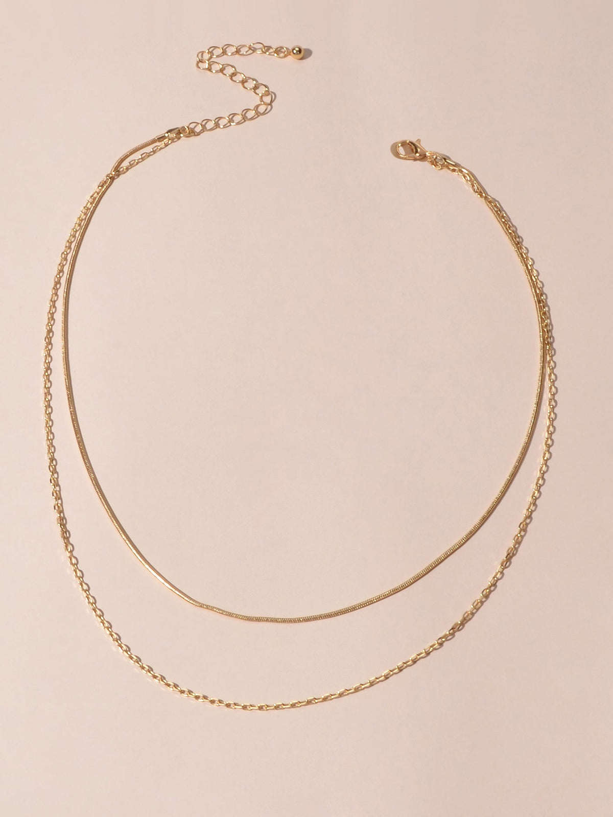 Double Layered Gold Silver Simple Link Chain Necklace Women Gift Party Jewellery-1
