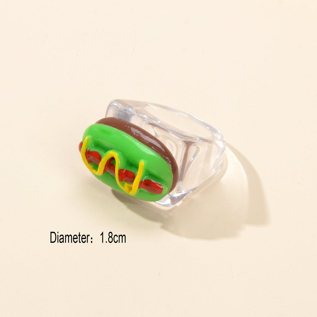 Unique Designer Multi-colored Hot Dog Resin Transparent Trendy Chunky Rings Gift-3