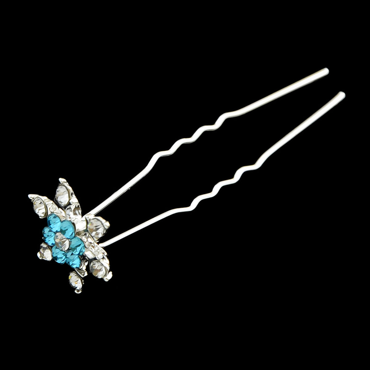 Hair Sticks Styling Transparent Blue Rhinestone Snowflake Hairpins Accessories-1