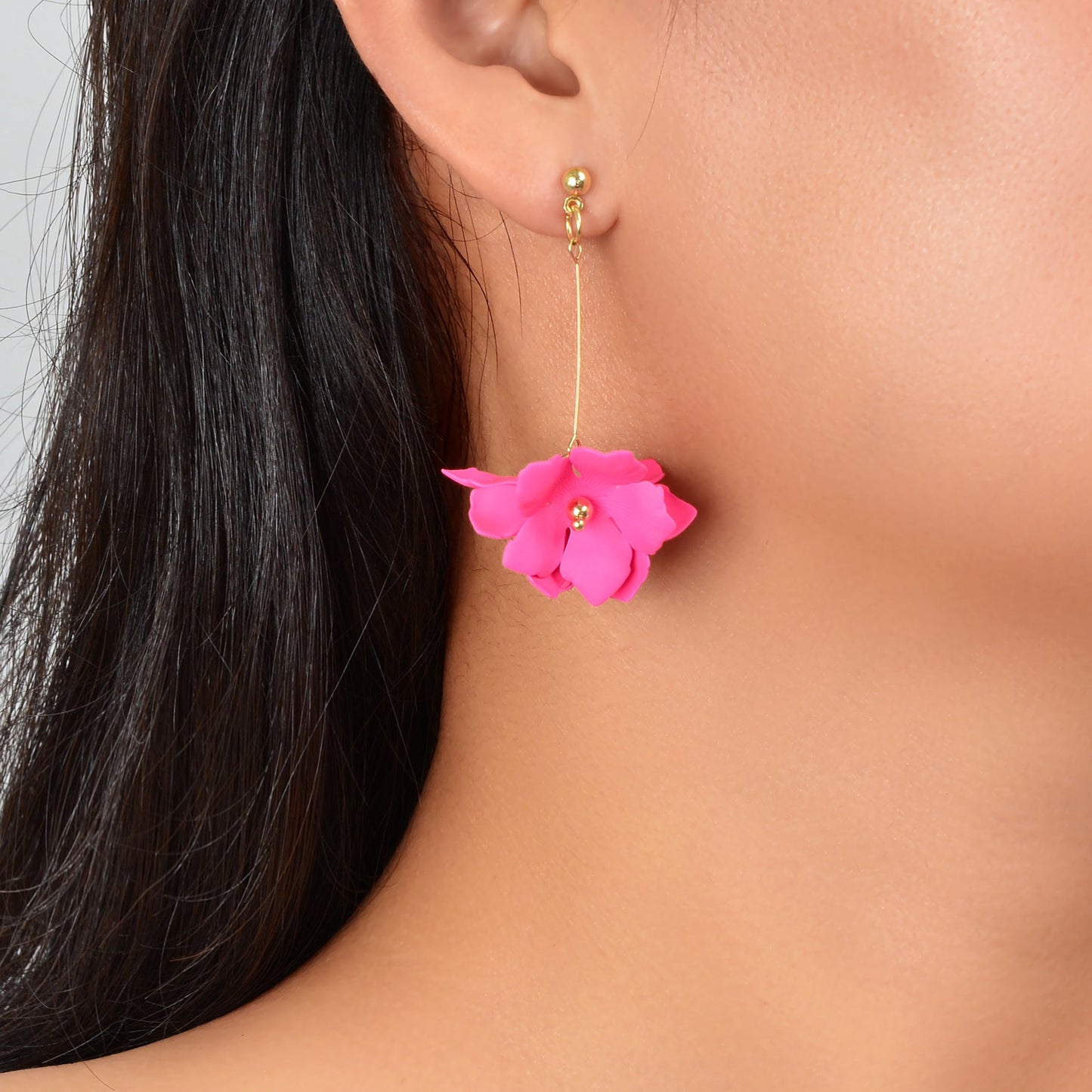 Floral Earrings Women Petal Flower Dangling Drop Stud Vogue Handmade Jewellery-3