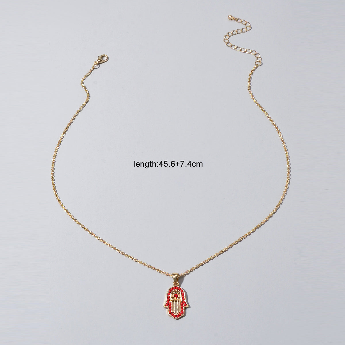 Gold Chain Red Beads Hamsa Hand Charm Necklace Good Luck Success Amulet Jewelry-3